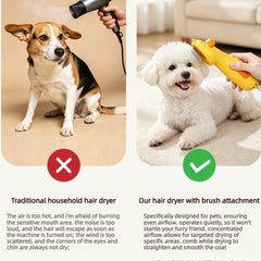 Cute Duck 2-in-1 Pet Hair Dryer & Grooming Brush | Low-Noise Portable Blower for Dogs & Cats