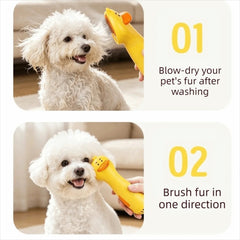 Cute Duck 2-in-1 Pet Hair Dryer & Grooming Brush | Low-Noise Portable Blower for Dogs & Cats