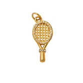 Tennis Racket Charm Pendant – 18K PVD Gold Stainless Steel Sports Charm | Hypoallergenic Tennis Jewelry - FCX