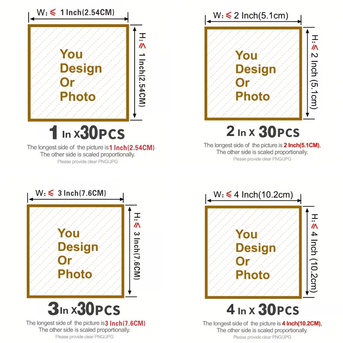 30x Custom UV DTF Stickers, Weather - Resistant, Glossy, 30 Pcs (Instant Application) - FCX