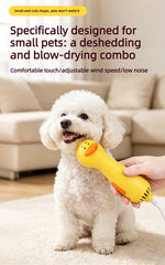 Cute Duck 2-in-1 Pet Hair Dryer & Grooming Brush | Low-Noise Portable Blower for Dogs & Cats