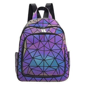 Iridescent Geometric Women’s Backpack - Purple/Blue Purses For Women CAFINY Geometric Glow Backpack / Chest Bag  main image 4