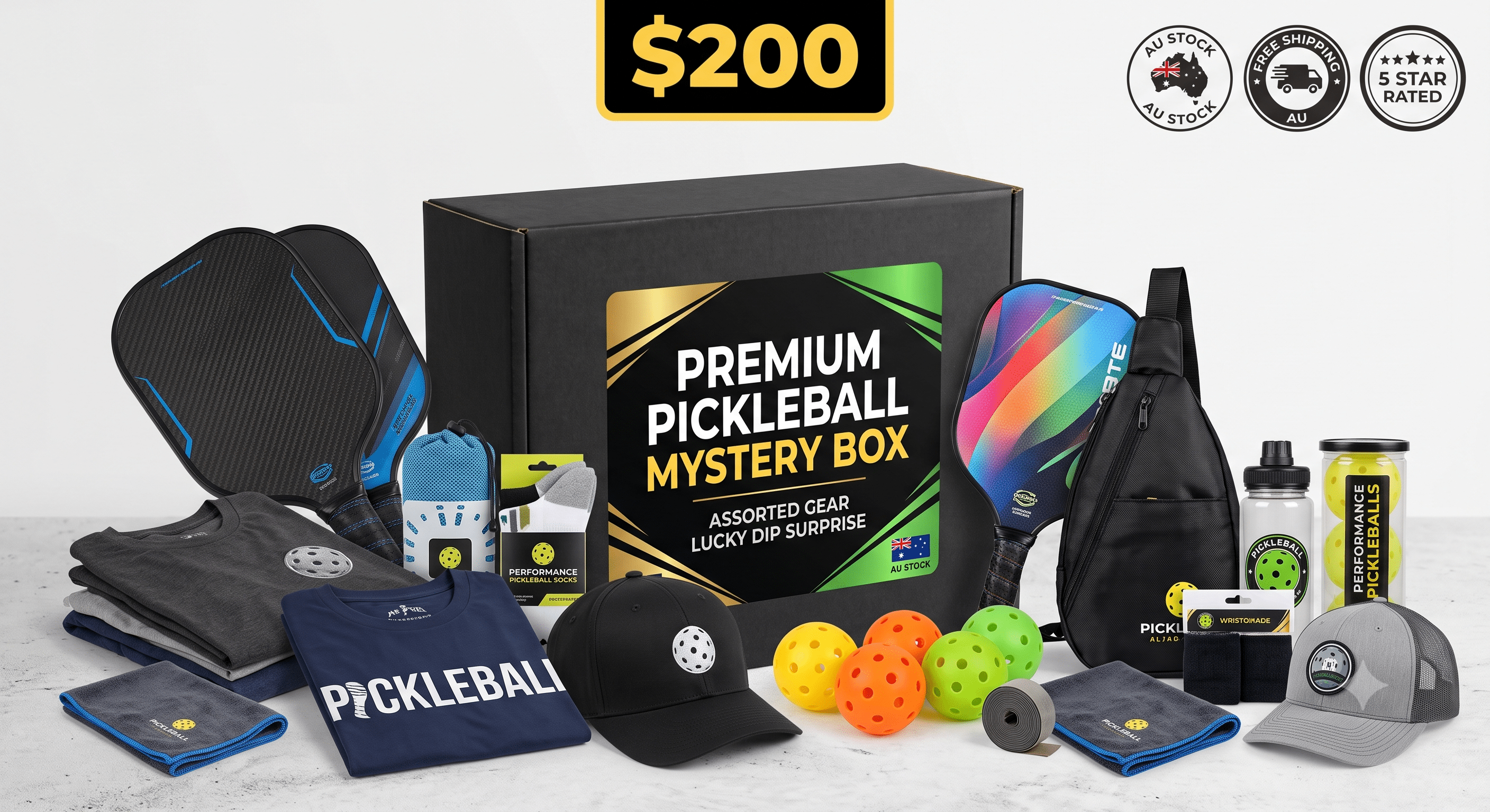Premium Pickleball Mystery Box | Assorted Gear Lucky Dip Surprise | AU Stock - FCX